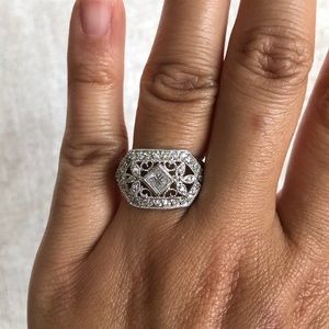 Silver CZ Pave Statement Ring